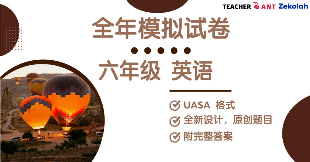 六年级 英语 全年考卷 UASA格式 Standard 6 BI Full Year Exam Paper UASA